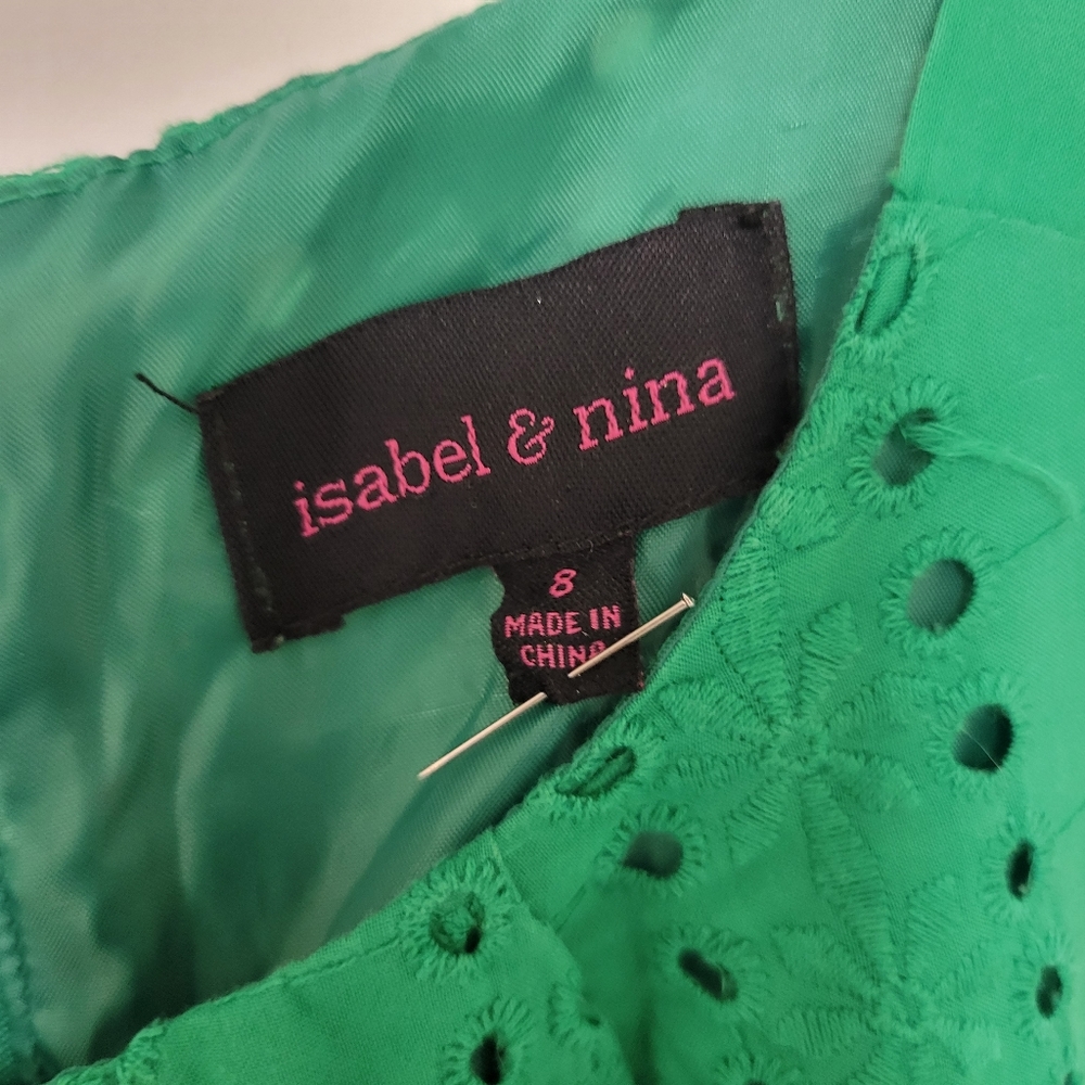 Isabel & Nina Green Eyelet Mini Dress Size 8 - Picture 5 of 7